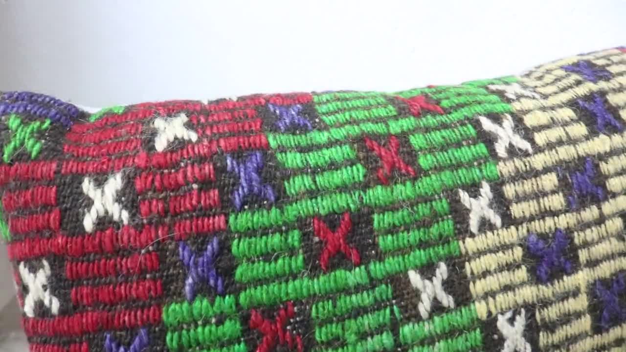 ヴィンテージキリム枕、インテリアデザイナー枕、12x24インチトルコ